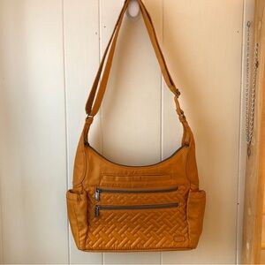 LUG Mustard Yellow Camper SE Quilted Adj Strap Multi Strap Crossbody Body Bag